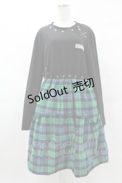 画像1: NieR Clothing / チェック切替ワンピース F 黒×緑 H-25-05-01-1039-PU-OP-KB-ZH