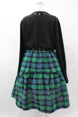 画像2: NieR Clothing / チェック切替ワンピース F 黒×緑 H-25-05-01-1039-PU-OP-KB-ZH