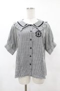 NieR Clothing / ギンガムチェックフリル襟ブラウス F 黒×白 H-25-05-01-1049-PU-BL-KB-ZH