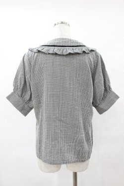 画像2: NieR Clothing / ギンガムチェックフリル襟ブラウス F 黒×白 H-25-05-01-1049-PU-BL-KB-ZH