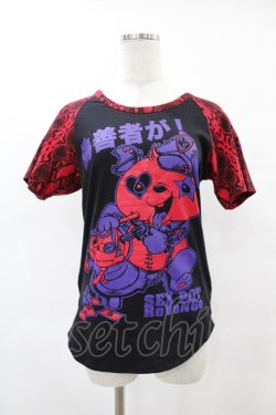 画像1: SEX POT ReVeNGe / プリント半袖カットソー M 黒×赤 H-25-05-01-1051-SP-TO-KB-ZH