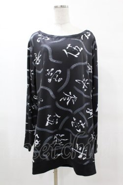 画像1: NieR Clothing / 総柄プリントカットソー F 黒 H-25-05-01-1055-PU-TO-KB-ZH