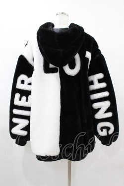 画像2: NieR Clothing / 超ふわもこ2WAY OFF-SHOULDER TWO-TONE OUTER F 黒×白 H-25-05-01-1060-PU-CO-KB-ZH