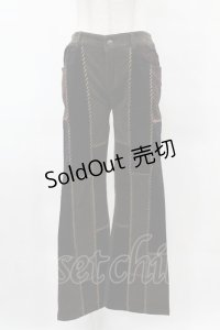 Ozz On / パッチワーク切替パンツ  茶 H-25-05-01-1024-OO-PA-KB-ZH