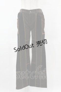 画像1: Ozz On / パッチワーク切替パンツ  茶 H-25-05-01-1024-OO-PA-KB-ZH