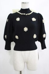 Swankiss / DR flower summer knit Free ブラック H-25-05-01-059-CA-TO-NS-ZH