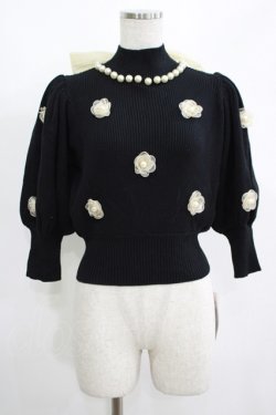 画像1: Swankiss / DR flower summer knit Free ブラック H-25-05-01-059-CA-TO-NS-ZH
