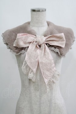 画像1: axes femme / リボンレースファーティペット  グレージュ H-25-05-01-077-AX-ZA-NS-ZH