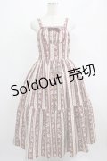 axes femme kawaii / ストライプローズ柄ジャンスカ M ワイン H-25-05-01-008-AX-OP-NS-ZH
