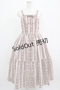 axes femme kawaii / ストライプローズ柄ジャンスカ M ワイン H-25-05-01-008-AX-OP-NS-ZH