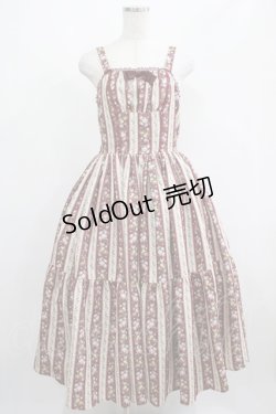 画像1: axes femme kawaii / ストライプローズ柄ジャンスカ M ワイン H-25-05-01-008-AX-OP-NS-ZH