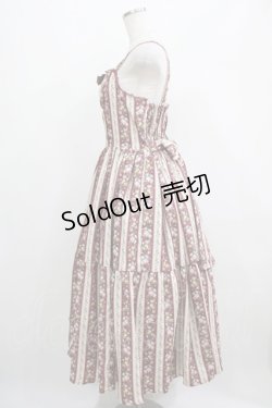 画像2: axes femme kawaii / ストライプローズ柄ジャンスカ M ワイン H-25-05-01-008-AX-OP-NS-ZH