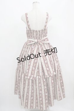 画像3: axes femme kawaii / ストライプローズ柄ジャンスカ M ワイン H-25-05-01-008-AX-OP-NS-ZH