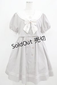 Amavel / Ribbon Emblem Setup風セーラーワンピース（ミドル丈） Free グレー H-25-05-01-012-CA-OP-NS-ZH