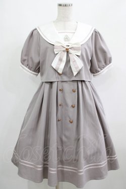 画像1: Amavel / Ribbon Emblem Setup風セーラーワンピース（ミドル丈） Free グレー H-25-05-01-012-CA-OP-NS-ZH