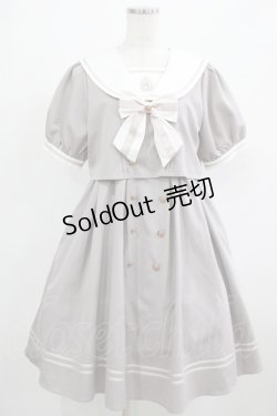 画像1: Amavel / Ribbon Emblem Setup風セーラーワンピース（ミドル丈） Free グレー H-25-05-01-012-CA-OP-NS-ZH