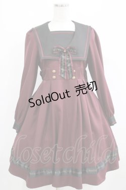 画像1: Amavel / Message Ribbon スクエアセーラーワンピース Free ボルドー H-25-05-01-013-CA-OP-NS-ZH