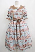axes femme kawaii / お菓子の家柄ワンピース M サックス H-25-05-01-003-AX-OP-NS-ZH