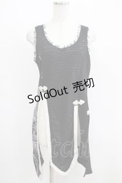 画像1: Qutie Frash / 2019年プレミアム 白鶴アシメチュニック  黒 H-25-05-02-030-QU-TO-KB-ZH