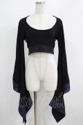Qutie Frash / メッシュ着物袖トップス  黒×紫 H-25-05-02-031-QU-TO-KB-ZH