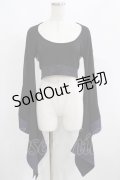 Qutie Frash / メッシュ着物袖トップス  黒×紫 H-25-05-02-031-QU-TO-KB-ZH