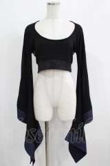 Qutie Frash / メッシュ着物袖トップス  黒×紫 H-25-05-02-031-QU-TO-KB-ZH