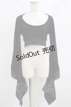 画像1: Qutie Frash / メッシュ着物袖トップス  黒×紫 H-25-05-02-031-QU-TO-KB-ZH