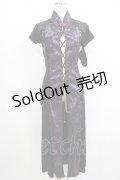 Qutie Frash / ジャガード切替ロングチュニ  黒×紫 H-25-05-02-035-QU-TO-KB-ZH