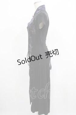 画像2: Qutie Frash / ジャガード切替ロングチュニ  黒×紫 H-25-05-02-035-QU-TO-KB-ZH