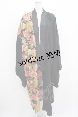 画像1: Deorart / 和柄切替着流しガウン M 黒 H-25-05-02-044-PU-JA-KB-ZH