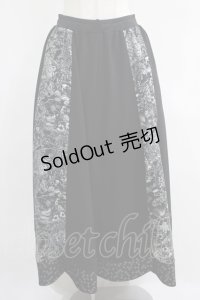 Qutie Frash / 和柄フレアロングスカート  黒 H-25-05-02-003-QU-SK-KB-ZH