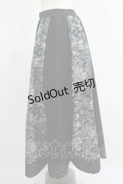 画像2: Qutie Frash / 和柄フレアロングスカート  黒 H-25-05-02-003-QU-SK-KB-ZH