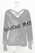 Qutie Frash / クロスインナーT  黒×矢絣柄 H-25-05-02-057-QU-TO-KB-ZH