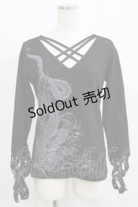 Qutie Frash / クロスインナーT  黒×矢絣柄 H-25-05-02-057-QU-TO-KB-ZH