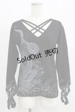 画像1: Qutie Frash / クロスインナーT  黒×矢絣柄 H-25-05-02-057-QU-TO-KB-ZH