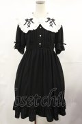 DearMyLove / レースアップリボン刺繍フリルワンピース M 膝下/ブラック H-25-05-02-1011-EL-OP-NS-ZH