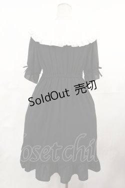 画像2: DearMyLove / レースアップリボン刺繍フリルワンピース M 膝下/ブラック H-25-05-02-1011-EL-OP-NS-ZH
