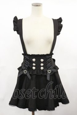 画像1: LIZ LISA / レースアップサスペンダー付スカパン Free ブラック H-25-05-02-1019-LO-SK-NS-ZH