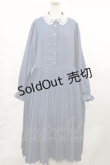 m petit by misako / レース襟プリーツワンピース LL ブルー H-25-05-02-1004-LO-OP-NS-ZH