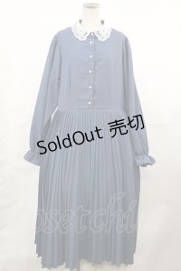 m petit by misako / レース襟プリーツワンピース LL ブルー H-25-05-02-1004-LO-OP-NS-ZH