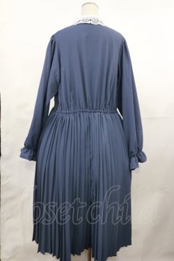 画像2: m petit by misako / レース襟プリーツワンピース LL ブルー H-25-05-02-1004-LO-OP-NS-ZH