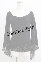 Qutie Frash / 和柄切替カットソー  黒 H-25-05-02-059-QU-TO-KB-ZH