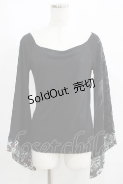 画像1: Qutie Frash / 和柄切替カットソー  黒 H-25-05-02-059-QU-TO-KB-ZH