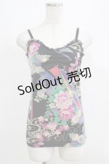 Qutie Frash / 和柄キャミソール  黒 H-25-05-02-060-QU-TO-KB-ZH