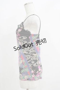 画像2: Qutie Frash / 和柄キャミソール  黒 H-25-05-02-060-QU-TO-KB-ZH