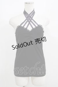 Qutie Frash / クロスキャミ  黒×紫 H-25-05-02-062-QU-TO-KB-ZH
