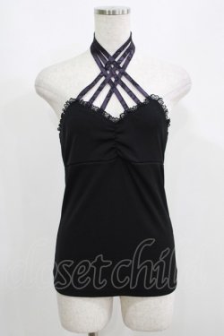 画像1: Qutie Frash / クロスキャミ  黒×紫 H-25-05-02-062-QU-TO-KB-ZH