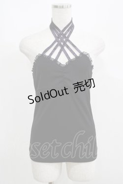 画像1: Qutie Frash / クロスキャミ  黒×紫 H-25-05-02-062-QU-TO-KB-ZH