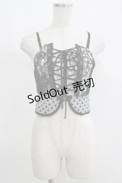 画像1: Qutie Frash / 2019プレミアム"白鶴"コルセットビスチェ  黒 H-25-05-02-065-QU-TO-KB-ZH
