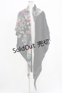 Qutie Frash / 異素材切替ストール  黒 H-25-05-02-067-QU-ZA-KB-ZH